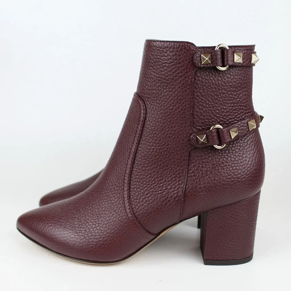 NEW Valentino Garavani Rockstud Leather Booties